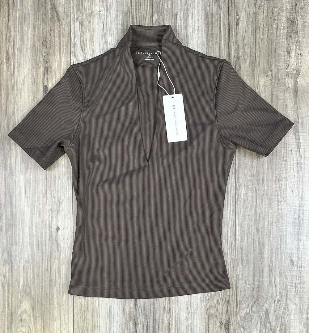 TravisMathew Limitless Short Sleeve Top Coffee Grounds Brown Womens XS NEW